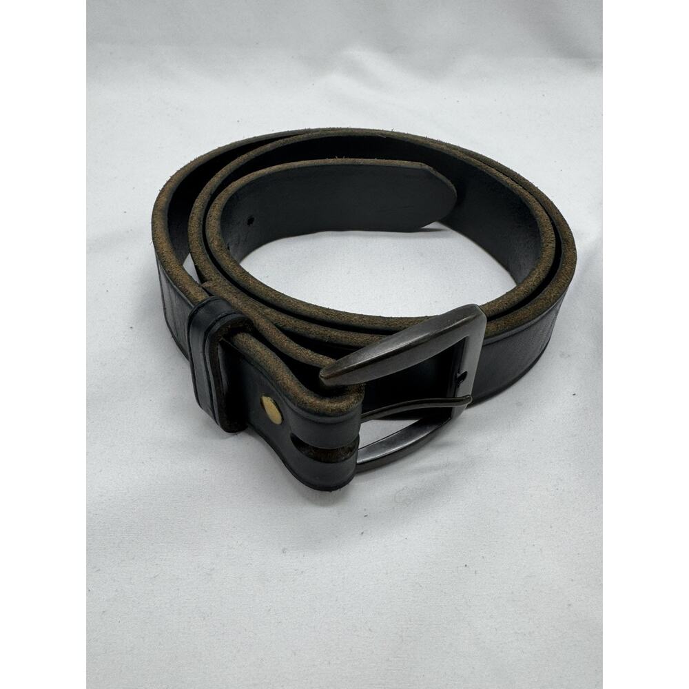 3D Belt Co Leather Belt Mens 1140 Black Sz 40 Silver Buckle USA 48” Long